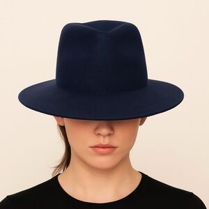 Sara Designs Felt Fedora Hat Women’s Black Wool Blend Wide Brim Winter Accessory